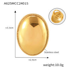 Chunky oval shape egg design stainless steel finger rings