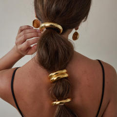 Chunky elegant hot sale stainless steel hair ties ponytail hair cuff