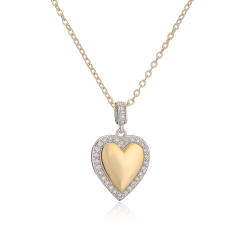 Personality mix color diamond star heart pendant gold plated copper necklace