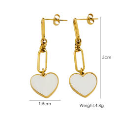 14KG french sereis white pearl shell geometric stainless steel earrings
