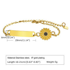 Sweet alloy sunflower stainless steel card stainless steel bracelet for women kids
