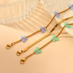 18KG colorful butterfly snake chain stainless steel anklet
