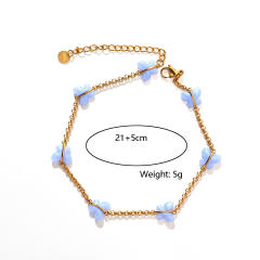 18KG colorful butterfly snake chain stainless steel anklet