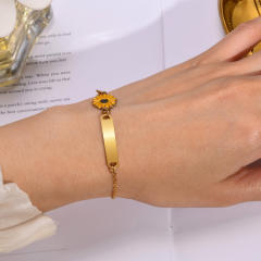Sweet alloy sunflower stainless steel card stainless steel bracelet for women kids