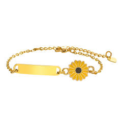 Sweet alloy sunflower stainless steel card stainless steel bracelet for women kids