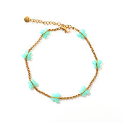 18KG colorful butterfly snake chain stainless steel anklet