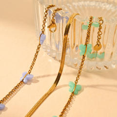 18KG colorful butterfly snake chain stainless steel anklet