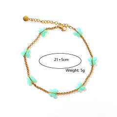 18KG colorful butterfly snake chain stainless steel anklet