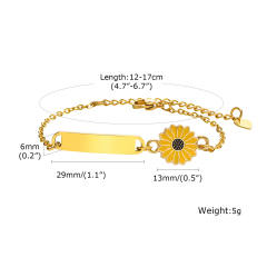 Sweet alloy sunflower stainless steel card stainless steel bracelet for women kids