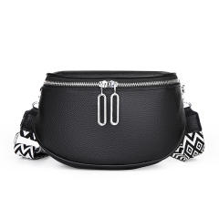 Popular Cowhide Leather women funny pack waist bag chest bag
