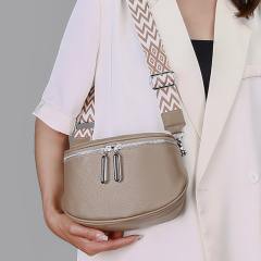 Popular Cowhide Leather women funny pack waist bag chest bag