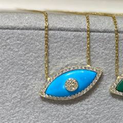 18K gold plated colorful evil eye pendant dainty stainless steel chain necklace