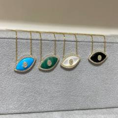 18K gold plated colorful evil eye pendant dainty stainless steel chain necklace