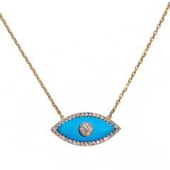 18K gold plated colorful evil eye pendant dainty stainless steel chain necklace