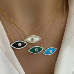 18K gold plated colorful evil eye pendant dainty stainless steel chain necklace