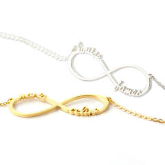 DIY custom name infinity symbol stainless steel necklace