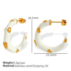 Sweet color enamel open hoop stainless steel earrings