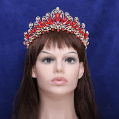 Luxury AB colorful glass crystal pearl statement wedding beauty hair crown