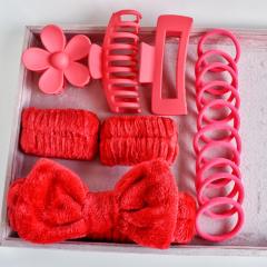 16pcs set plain color makeup headband hair claw clips hair ties set