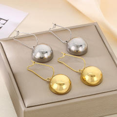 Chunky hollow out semicircle stainless steel dangle earrings