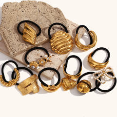 18KG popular chunky silver gold color stainless steel hair ties
