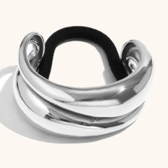 18KG popular chunky silver gold color stainless steel hair ties