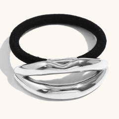 18KG popular chunky silver gold color stainless steel hair ties