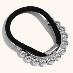 18KG popular chunky silver gold color stainless steel hair ties