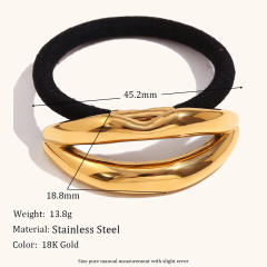 18KG popular chunky silver gold color stainless steel hair ties