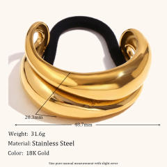 18KG popular chunky silver gold color stainless steel hair ties