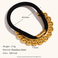 18KG popular chunky silver gold color stainless steel hair ties