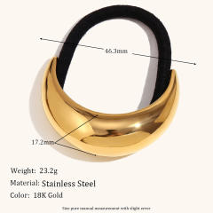 18KG popular chunky silver gold color stainless steel hair ties