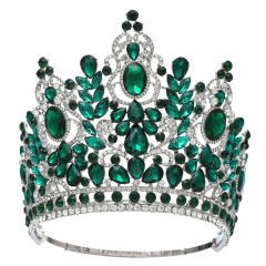 Luxury miss world beauty colorful glass crystal statement tall hair crown