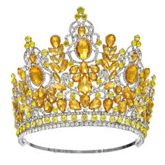 Luxury miss world beauty colorful glass crystal statement tall hair crown