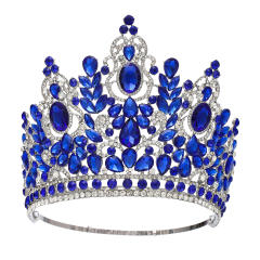 Luxury miss world beauty colorful glass crystal statement tall hair crown