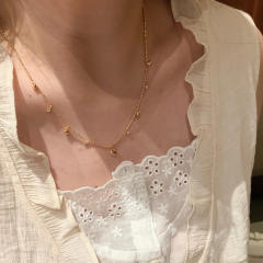 Italy palace style tiny heart charm gold plated copper necklace bracelet set