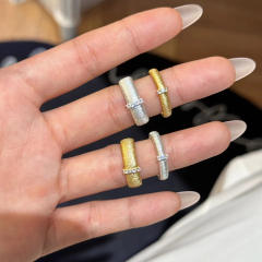 French trend italy palace style frosted gold plated copper finger rings