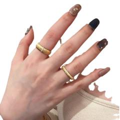 French trend italy palace style frosted gold plated copper finger rings