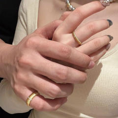 French trend italy palace style frosted gold plated copper finger rings