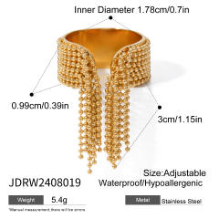 Unique tiney bead tassel stainless steel finger rings
