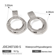 Elegant easy match chunky geometric circle stainless steel earrings