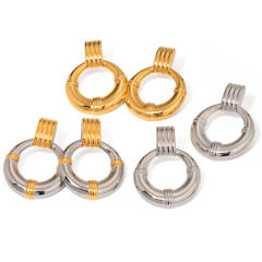 Elegant easy match chunky geometric circle stainless steel earrings