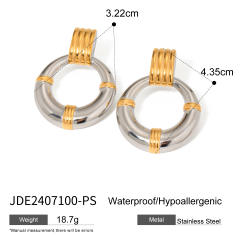 Elegant easy match chunky geometric circle stainless steel earrings