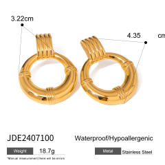 Elegant easy match chunky geometric circle stainless steel earrings