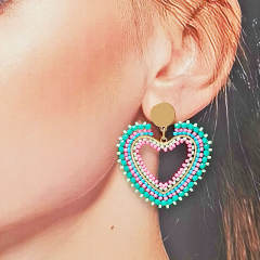 Boho handmade beaded heart dangle earrings stainless steel earrings
