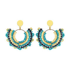 Delicate blue color bead handmade boho earrings stainless steel earrings