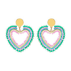 Boho handmade beaded heart dangle earrings stainless steel earrings