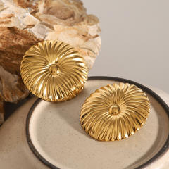 Chunky 18KG geometric round shape stainless steel earrings bigger earrings