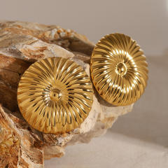 Chunky 18KG geometric round shape stainless steel earrings bigger earrings