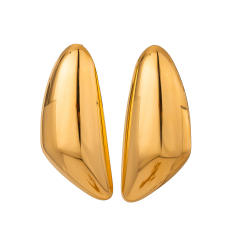 18KG Chunky geometric triangle stainless steel bigger earrings